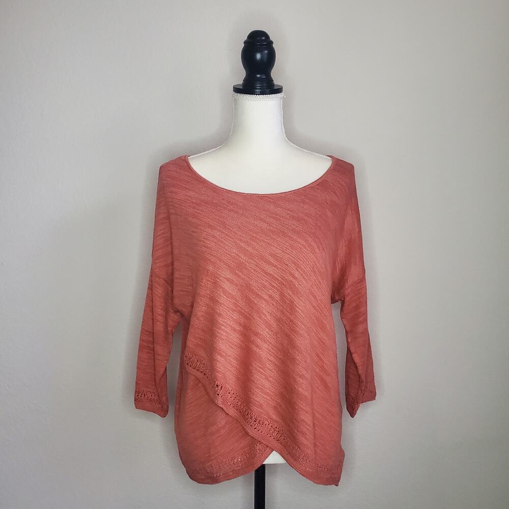 Anthropologie Orange Crossover Sweater Flaw XS